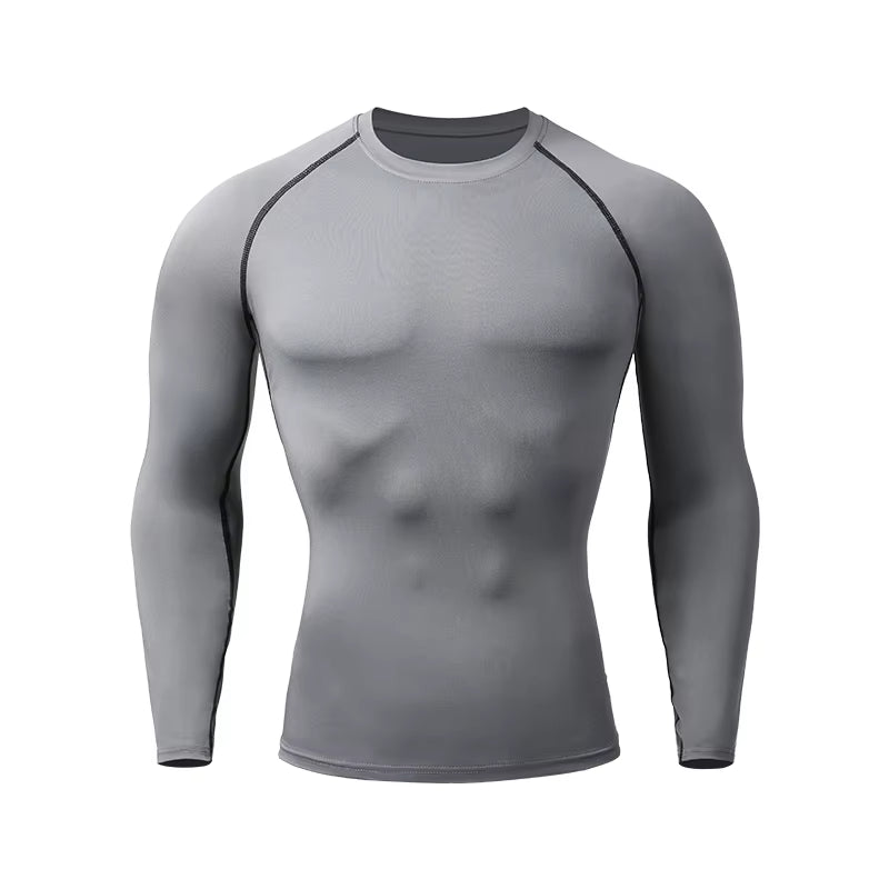 Compression Shirts Men'S Rashguard Quick Dry Gym Fitness Shirts Spring Beach Surfing Athletic Sport Running Workout Tops Tees