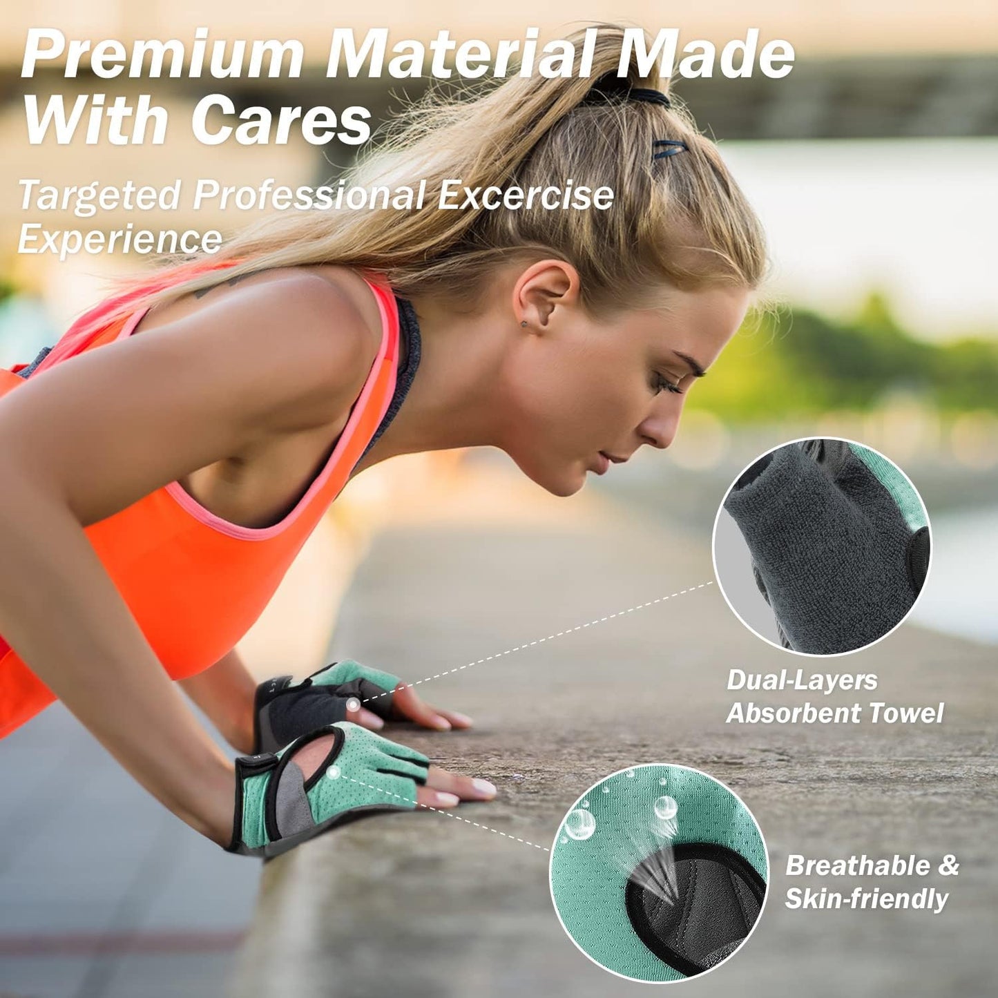 Freedom Workout Gloves, Knuckle Weight Lifting Shorty Fingerless Gloves with Curved Open Back, for Powerlifting, Gym, Women and Men