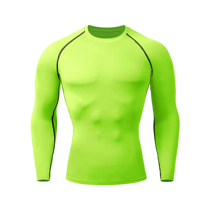 Compression Shirts Men'S Rashguard Quick Dry Gym Fitness Shirts Spring Beach Surfing Athletic Sport Running Workout Tops Tees