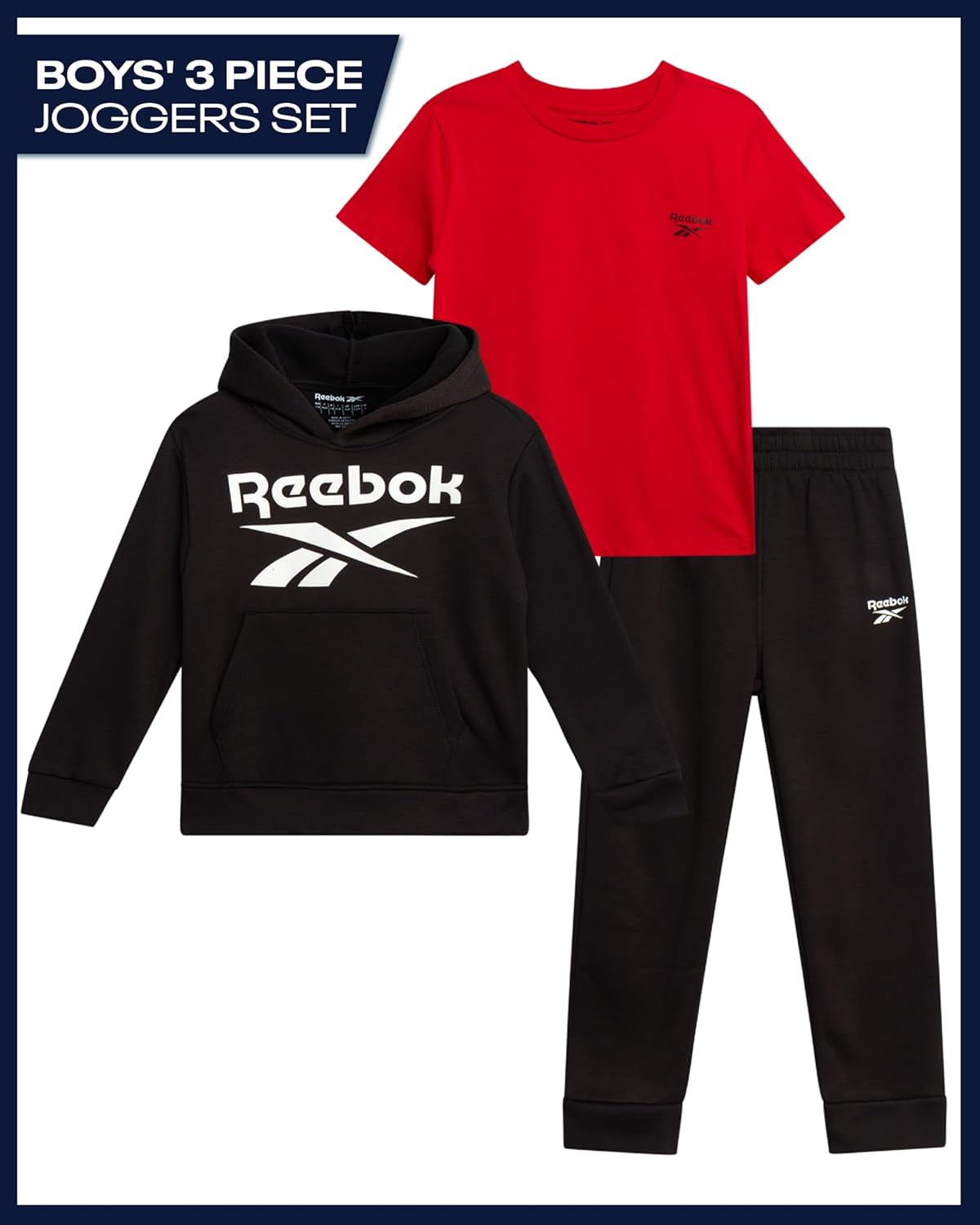 Baby Boys Pants Set - 3 Piece T-Shirt, Pullover Hoodie & Joggers Jog Set - Fleece Playwear Pant Sets for Toddler Sizes