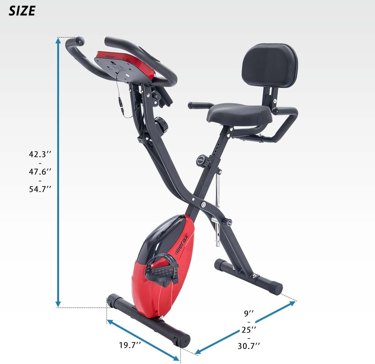 3 in 1 Adjustable Folding Exercise Bike Convertible Magnetic Upright Recumbent Bike with Arm Bands