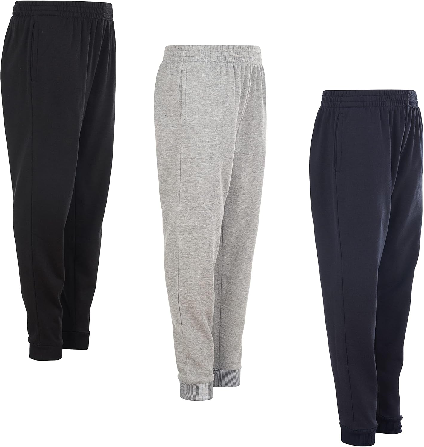 Boys Youth Warm Fleece Elastic Waist Joggers Sweatpants 3 Pack