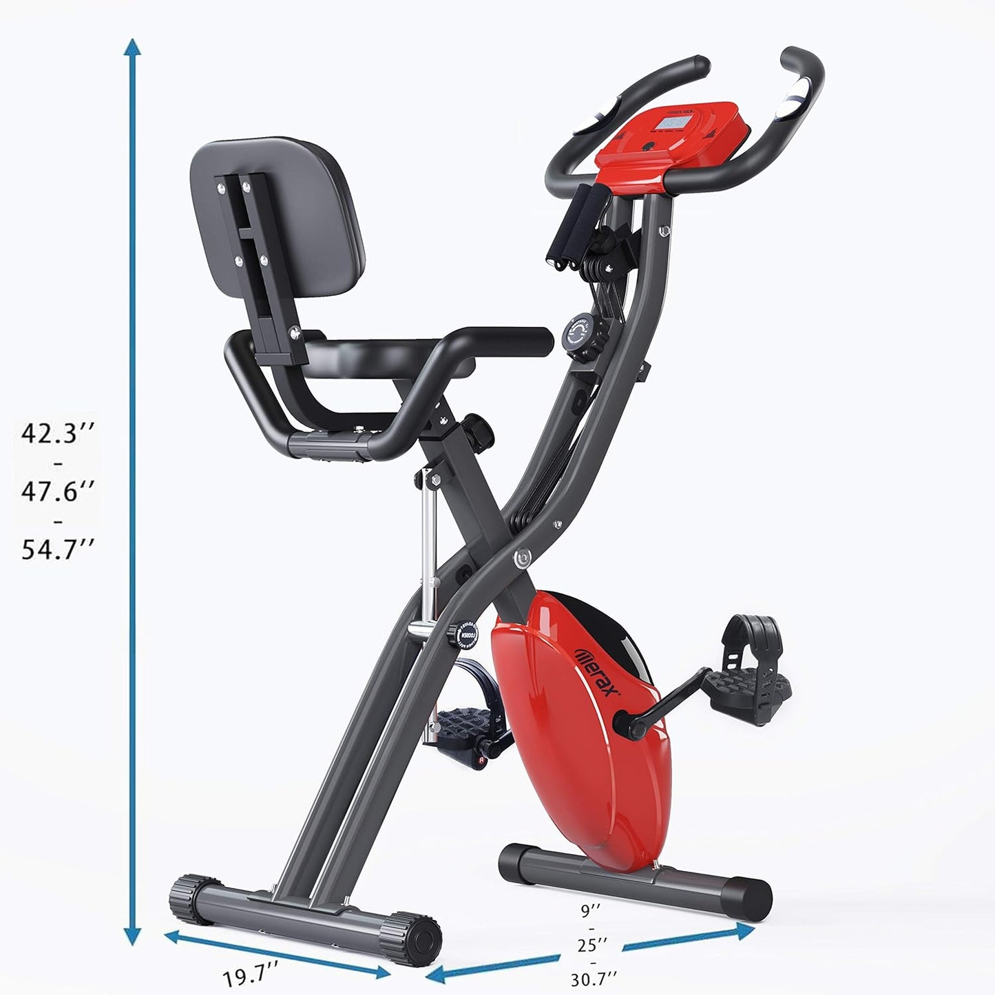 3 in 1 Adjustable Folding Exercise Bike Convertible Magnetic Upright Recumbent Bike with Arm Bands