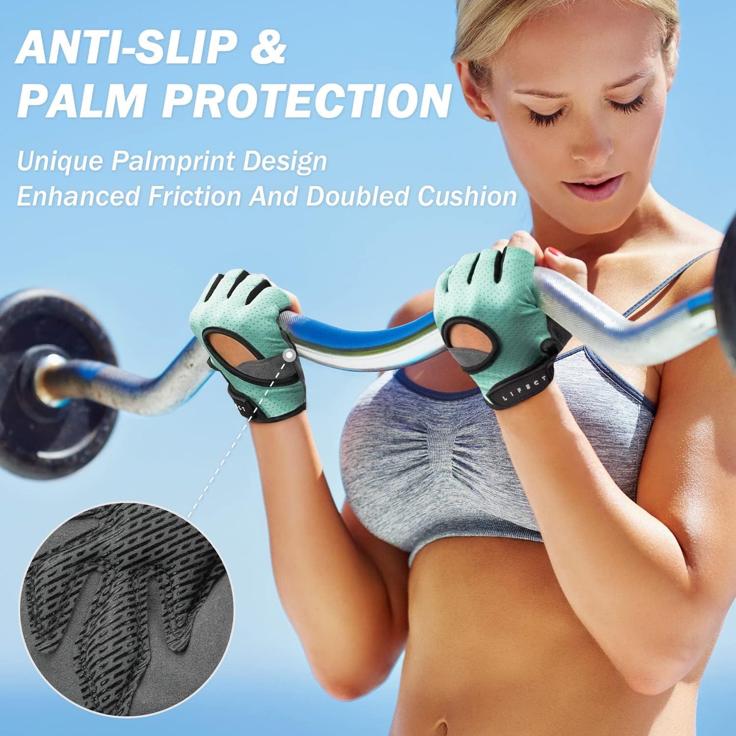 Freedom Workout Gloves, Knuckle Weight Lifting Shorty Fingerless Gloves with Curved Open Back, for Powerlifting, Gym, Women and Men