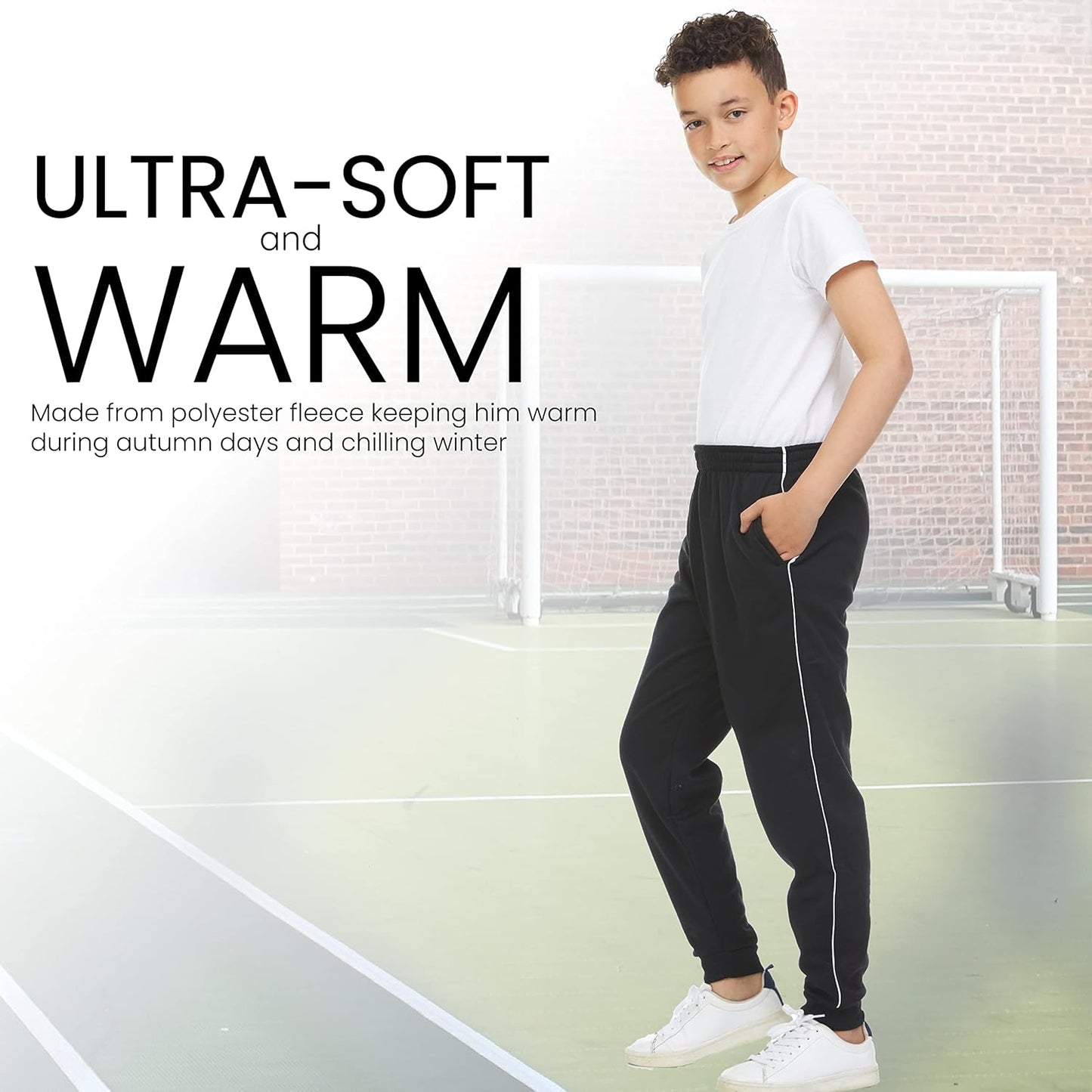Boys Youth Warm Fleece Elastic Waist Joggers Sweatpants 3 Pack