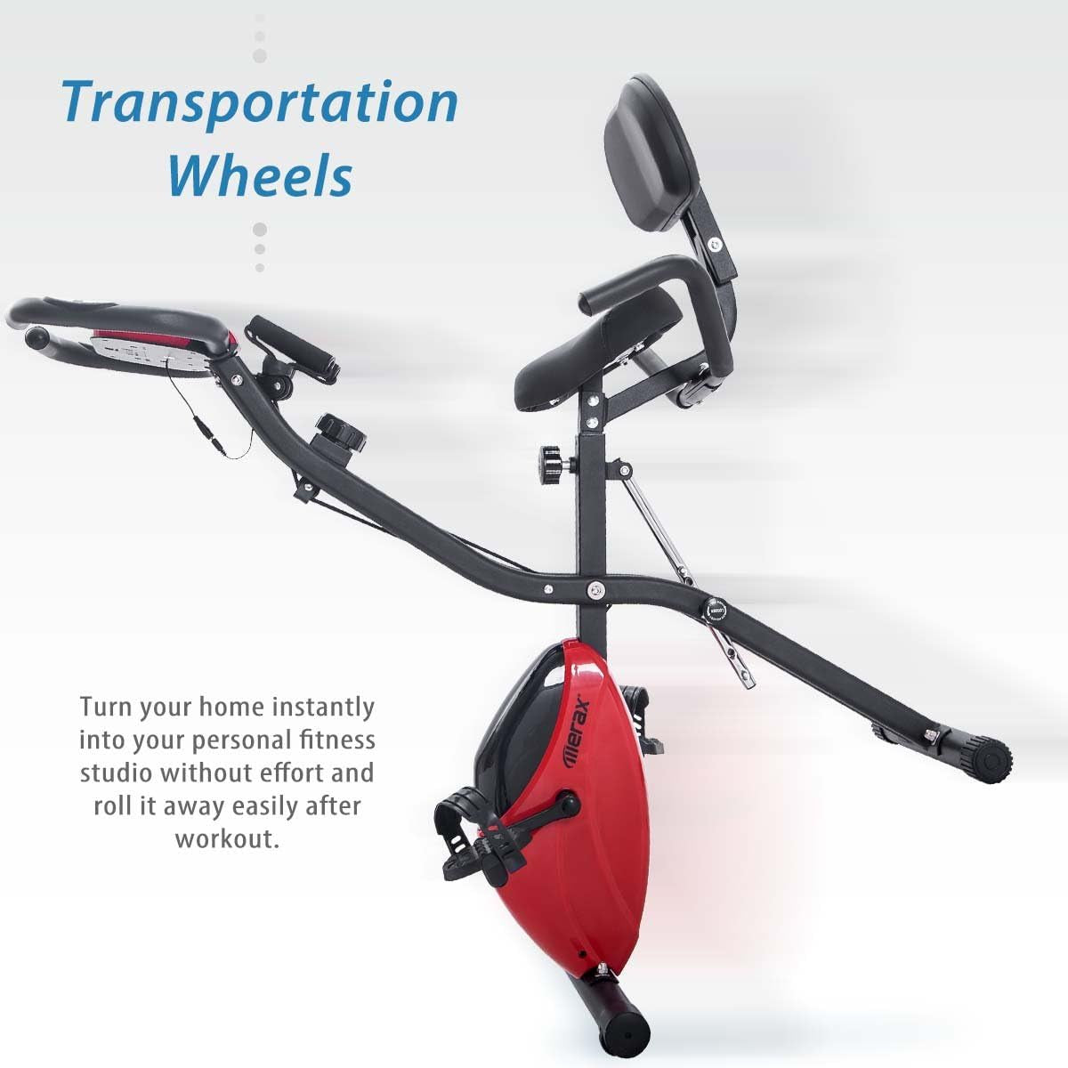 3 in 1 Adjustable Folding Exercise Bike Convertible Magnetic Upright Recumbent Bike with Arm Bands