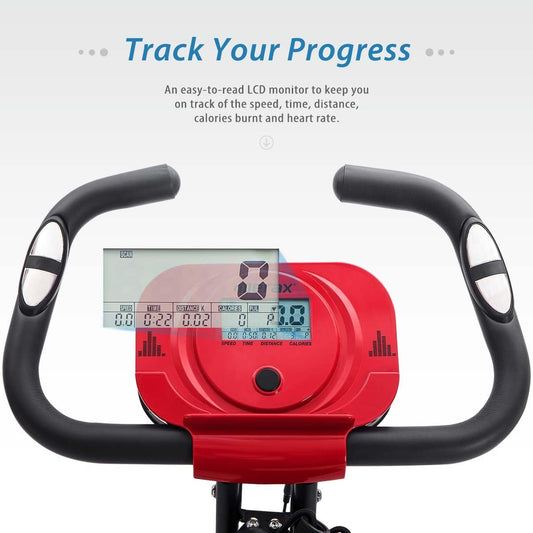 3 in 1 Adjustable Folding Exercise Bike Convertible Magnetic Upright Recumbent Bike with Arm Bands