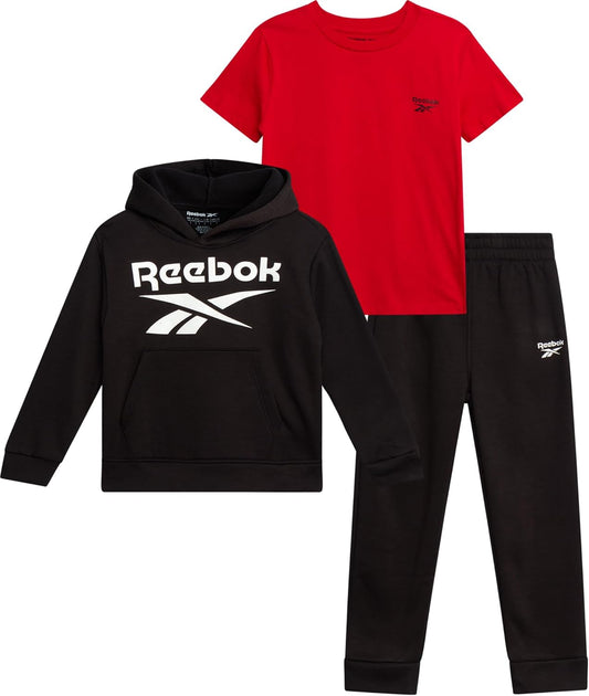 Baby Boys Pants Set - 3 Piece T-Shirt, Pullover Hoodie & Joggers Jog Set - Fleece Playwear Pant Sets for Toddler Sizes