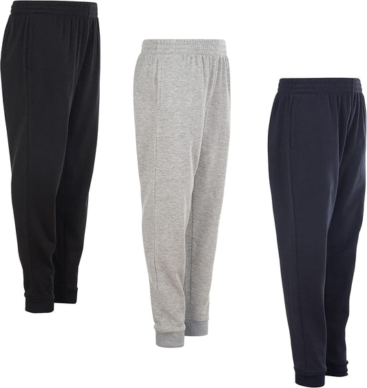 Boys Youth Warm Fleece Elastic Waist Joggers Sweatpants 3 Pack